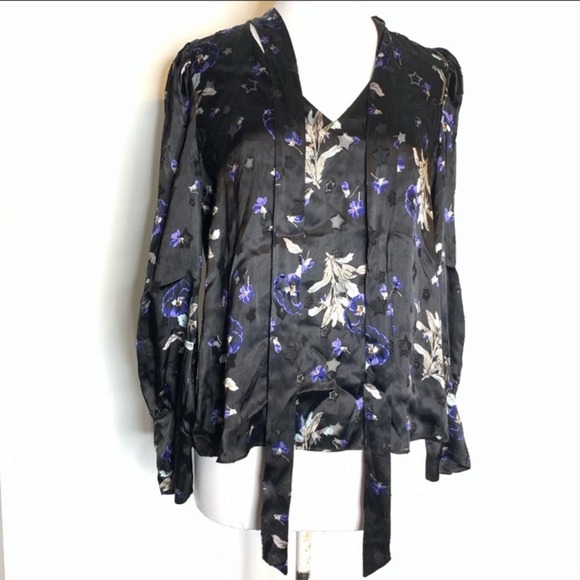 Rebecca Taylor star burnout floral print blouse - Picture 3 of 7